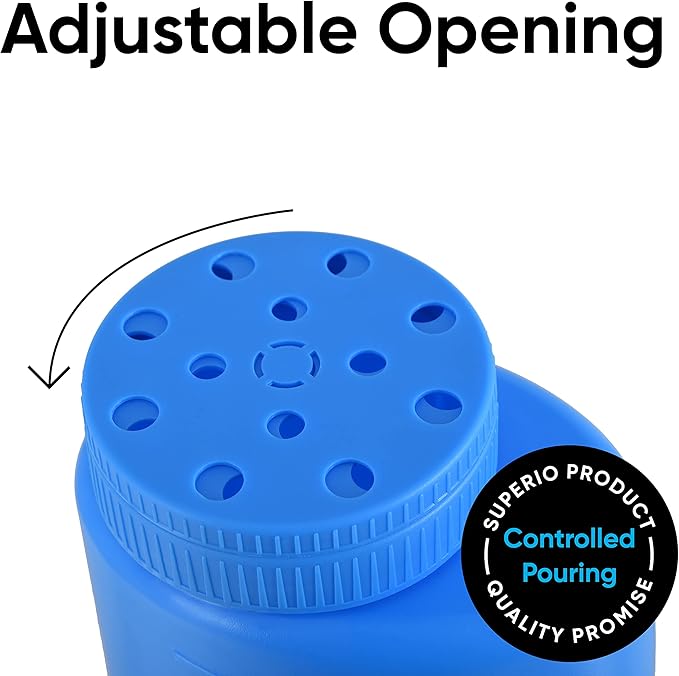 Ice Melt Salt Spreader Handheld Shaker for Lawn Seed, Salt, Ice Melt, Deicer Shaker 2 Liter, Adjustable Hole Size, Handy for Lawn Seed Salt To Deice