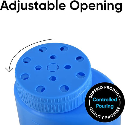 Ice Melt Salt Spreader Handheld Shaker for Lawn Seed, Salt, Ice Melt, Deicer Shaker 2 Liter, Adjustable Hole Size, Handy for Lawn Seed Salt To Deice