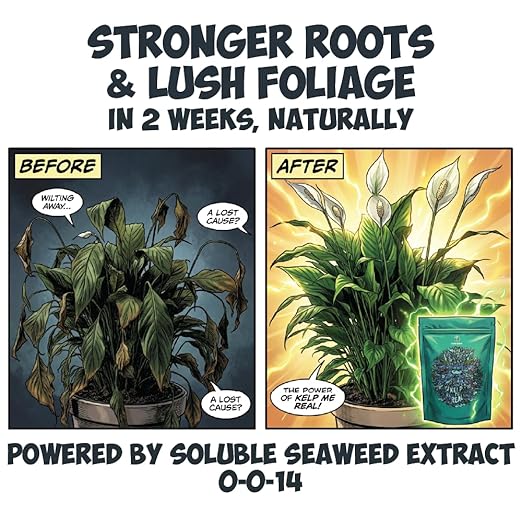 Kelp it Real Organic Seaweed Fertilizer for Plants - Makes 400 gallons - OMRI Listed - Vegan Certified - for Indoor Gardeners, Houseplants, Fruits, Vegetables, Hydroponics (1lb)
