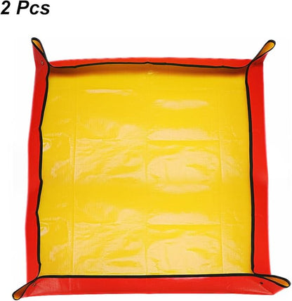 HARFINGTON 2pcs Repotting Mat 39.4" x 39.4" PE Cloth Waterproof Plant Repotting Mat Foldable Portable Gardening Potting Tray with Metal Buckle for Indoor Plant Change Soil Watering, Yellow