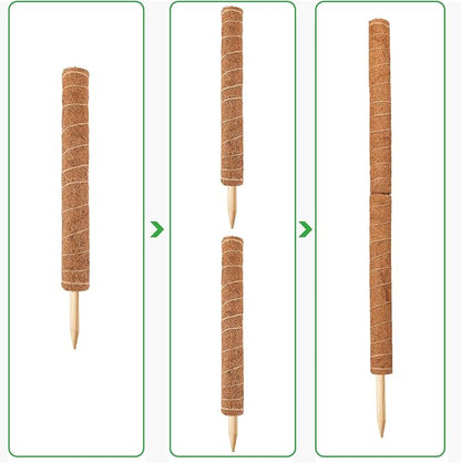Augshy 34 Inch Moss Pole, 2 Pack 19.5 Inch Moss Poles for Climbing Plants Monstera, Moss Sticks for Indoor Plant Support Plant Stakes for Indoor Climbing Plants Grow Upwards with Garden Ties