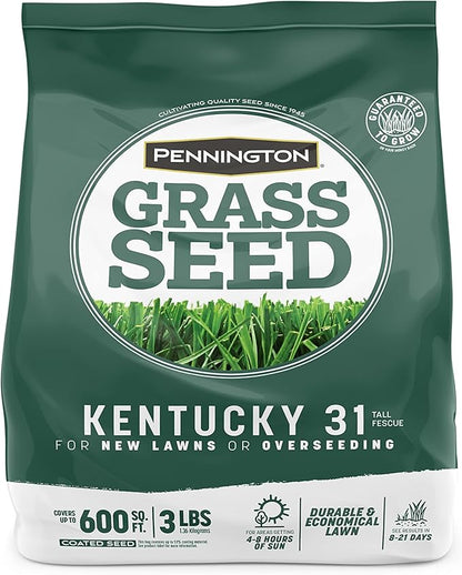 Pennington Kentucky 31 Tall Fescue Penkoted Grass Seed 3 lb,(Pack of 8)
