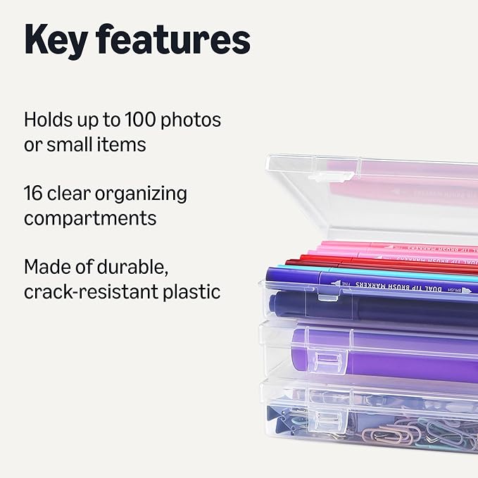 Amazon Basics 4" x 6" Photo Storage Case and Craft Organizer with 16 Inner Cases