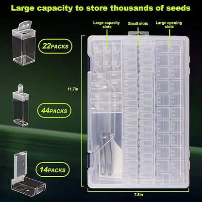 BigKing Seed Organizer Storage Box, 80 Slots Plastic Container With Label Stickers and Useful Accessories for Flower and Vegetable Seeds (3 Sizes)