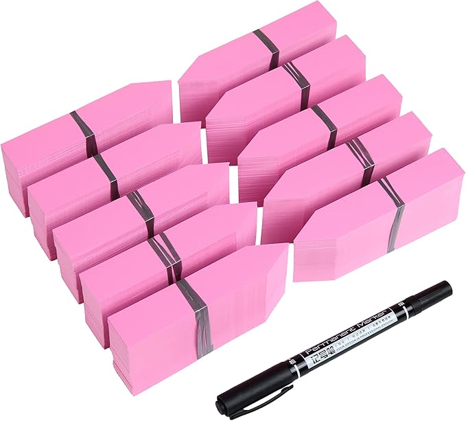 1000 Pcs Plant Tags, 4 Inch Plastic Garden Plant Pot Markers Waterproof Plant Labels, Pink