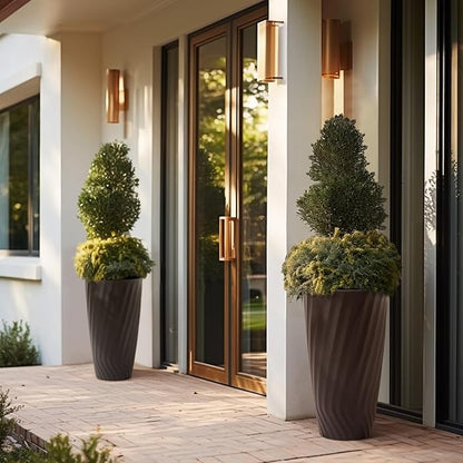 La Jolie Maison 24 Inch Tall Planter, Matte Black Tree Planter with Shelf Insert, Morden Large Round Plant Pot Container for Indoor/Outdoor, Front Door, Patio and Deck, 1 Pack