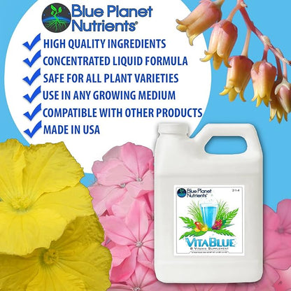 VitaBlue Complete B-Vitamin Supplement for Plants (32 oz) Vita Blue Quart | for All Plants & Gardens | Blue Planet Nutrients