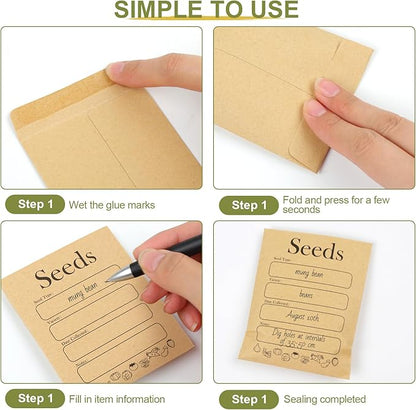 Joyberg 156 PCS Seed Envelopes 3.15”x 4.72”, Seed Packets Envelopes Kraft Seeds Saving Envelope, Self Sealing Seeds Storage Mini Envelope for Flower Vegetable