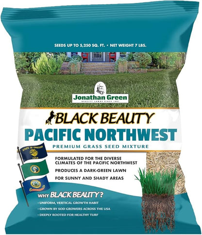 Jonathan Green (10366) Black Beauty Pacific Northwest Grass Seed Mixture (Made for Washington, Oregon, and Idaho) - Cool Season Lawn Seed (7 lb)