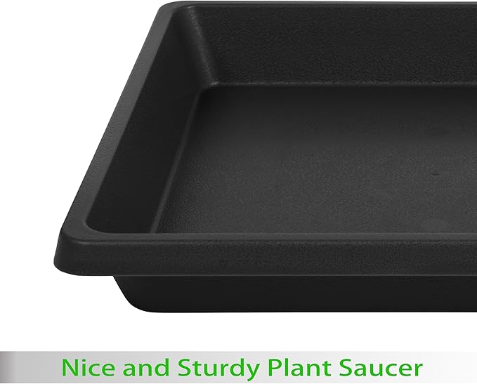 Square Plant Saucer 14 Inch 4 Pack, 6 8 10 12 13 16 18 20 Durable Plastic Plant Trays for Pots-Indoor Outdoor, Durable and Thicker Large Plant Drip Trays, Flower Planter Saucers for Potted Plants
