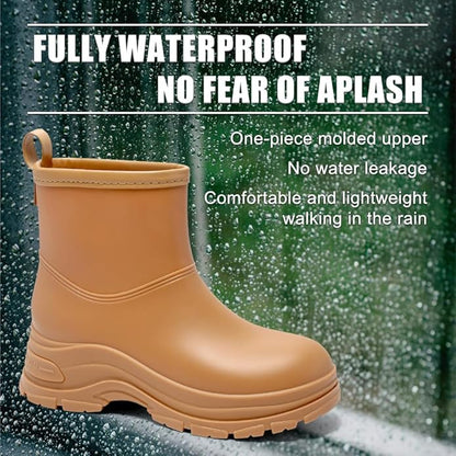 Women's Waterproof Chelsea Ankle Rain Boots, Slip-On Style, Outdoor Weather Protection