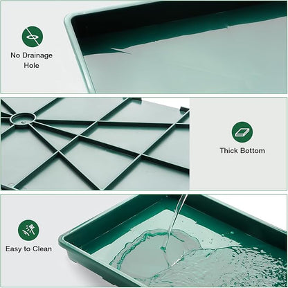1020 Nursery Pots Trays 5 Pack, Plastic Flat Seed Starter Trays, Durable Seedling Potting Tray for Carrying and Holding Planting Pot (Green)
