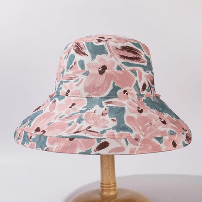 Wide Brim Women Sun Hat Summer Beach Bucket Fishing Hats Metal Wired Edge Packable UV Protection for Hiking Garden Travel