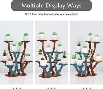 9 Pots Mini Succulent Stand Windowsill Small Plant Stand Multi Layers Succulents Display Shelf Kitchen Windowsill Desk Tabletop Plant Holder