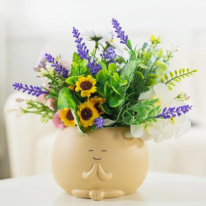 Face Plant Pots, Succulent Pots, 4.5 Inch Head Planters for Indoor, Cute Resin Flower Pots with Drainage Hole, Unique Cactus Planter, Small Planter Pot for Mini Plant (1 Pack)