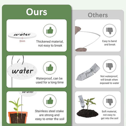 25 Pcs Plant Labels, Acrylic Plant Tags for Outdoor Garden Waterproof, Plant Labels with Stainless Steel Stake and Pen, Garden Labels for Seed, Potted Plant, Flower