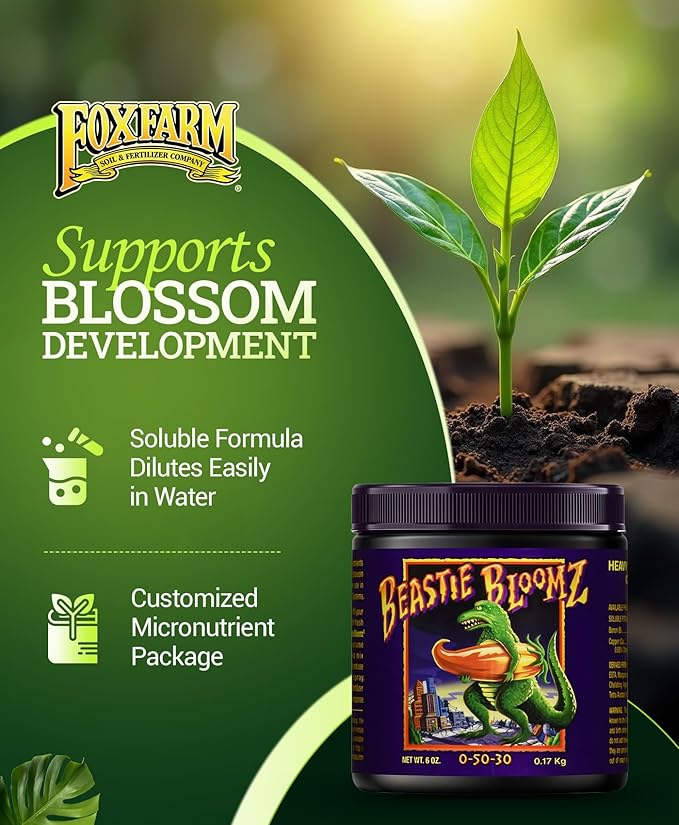 FoxFarm Soluble Trio Pack - Open Sesame, Beastie Bloomz, Cha Ching - Supports Flowering, Blossom & Late-Stage Fruiting - Bloom Booster Fertilizer for Hydroponic & Conventional Growers - 3 x 6 oz
