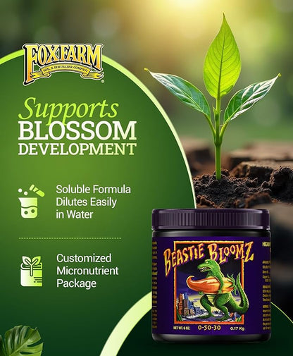 FoxFarm Soluble Trio Pack - Open Sesame, Beastie Bloomz, Cha Ching - Supports Flowering, Blossom & Late-Stage Fruiting - Bloom Booster Fertilizer for Hydroponic & Conventional Growers - 3 x 6 oz