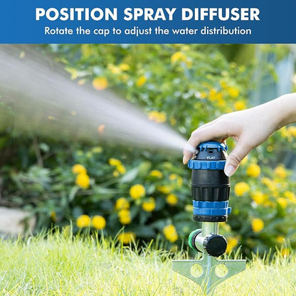 [2 Pack] RESTMO Gear Drive Sprinkler with Metal Spike Base, 5-Pattern Heavy Duty Gardening Watering System, Multi-Adjustable Lawn Sprinkle for Garden Plant, Flower Bed and Large Yard Area, Blue