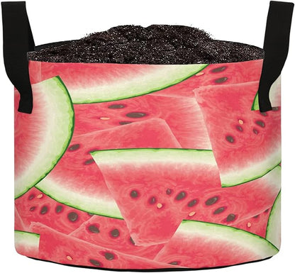 3 Gallon Summer Fresh Red Watermelon Breathable Grow Bag Heavy Duty Thickened Plant Pot Containers with Handles for Tomato Potato Fruits Vegetables Flowers