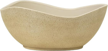 Classic Home and Garden Arc Unique Planter Bowl w/Drain Plug - UV Resistant Shallow Planter - Modern Plant Pot for Herbs (12” Desert)