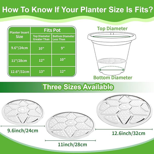 Plant Risers For Inside pots: 6 Pack Planter Inserts for 10 11 13 Inch Pots with Drainage Holes Use Less Potting Soil Plant Risers for Inside Pots for Tall or Short Planters for Indoor & Outdoor