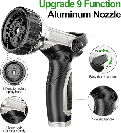 SPECILITE 1/2" 304 Stainless Steel Garden Hose, 75FT Water Pipe with Heavy Duty Metal Nozzle for Yard, Outdoor, Lawn - Flexible, Never Kink & Tangle, Puncture Resistant