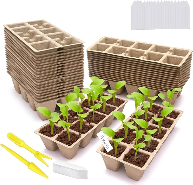 360 Cells Seed Starter Tray, 36 Pack Germination Peat Pots with 100 Labels, Plant Starter Kit for Seedlings