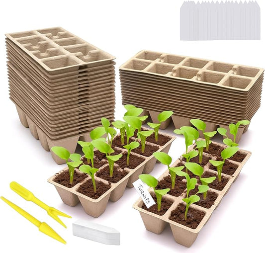 360 Cells Seed Starter Tray, 36 Pack Germination Peat Pots with 100 Labels, Plant Starter Kit for Seedlings