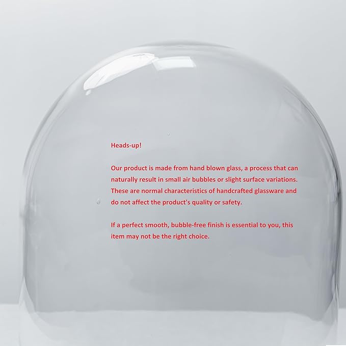 CYS EXCEL Tall Glass Cloche Dome (H:15" D:9.75") | Multiple Sizes Decorative Showcase Display for Antique Collectibles | Bell Jar Terrarium & Dessert Cover