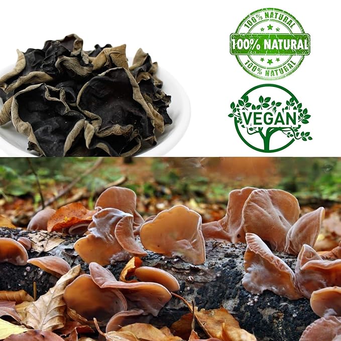 DABC OAK LAND 2 Pound Premium Dried Woodear Mushroom, Dried Black Fungus Shredded All Natural Vegan and Gluten-Free Rich in Fiber & Iron, Perfect for Cuisine, Soups, Stir-Fries 黑木耳 32 Ounce