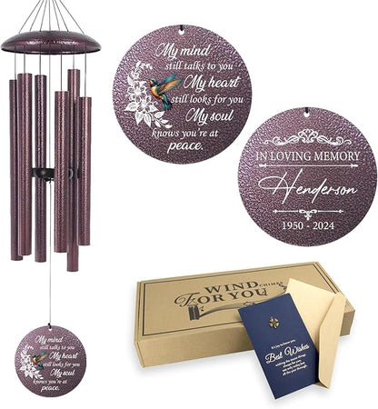 ASTARIN 36" Large Deep Tone Personalized Sympathy Wind Chimes, Memorial Wind Chime for Loss of Mother Father Loved One, Bereavement Gifts Decor Outdoor Patio Garden Graveyard, Produced in USA