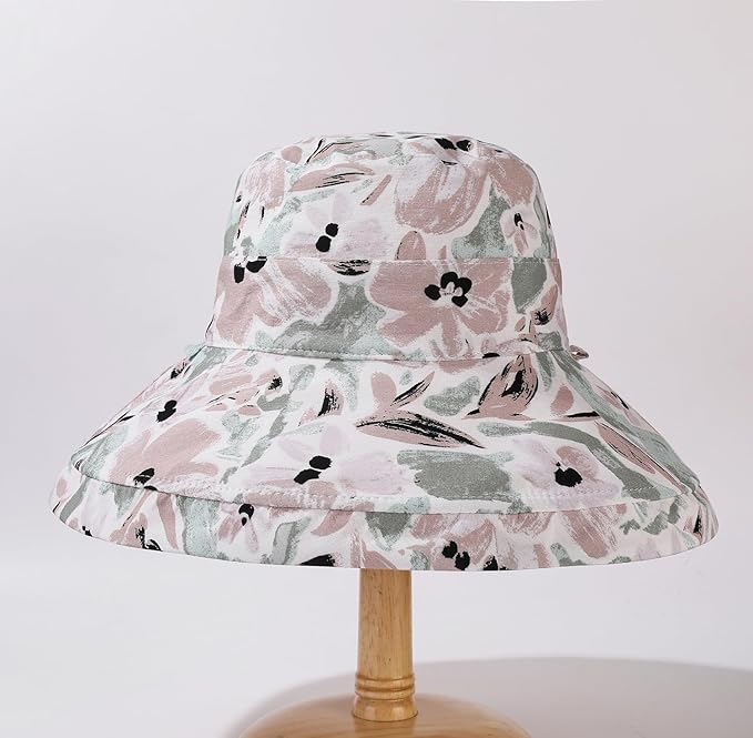 Wide Brim Women Sun Hat Summer Beach Bucket Fishing Hats Metal Wired Edge Packable UV Protection for Hiking Garden Travel