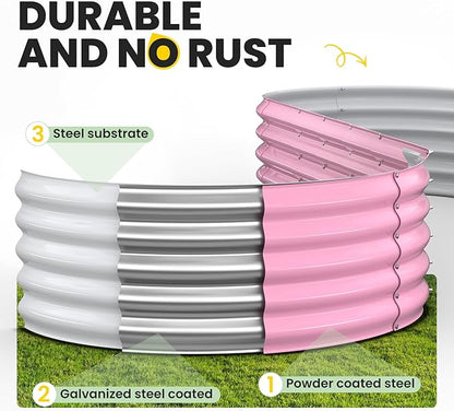 Raised Garden Bed, 8x2x1.5 FT Oval Raised Garden Beds Outdoor, 18” Raised Beds for Gardening Vegetables Flower Herb