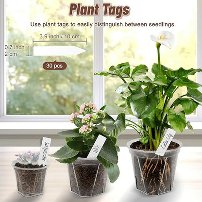 Clear Nursery Pots with Drainage, 40 Pack Transparent Plastic Orchid Planters, 3 Sizes Plant Pots 6/5/4 Inch with 40 Plant Labels for Seedlings, Succulents, Indoor/Outdoor Repotting