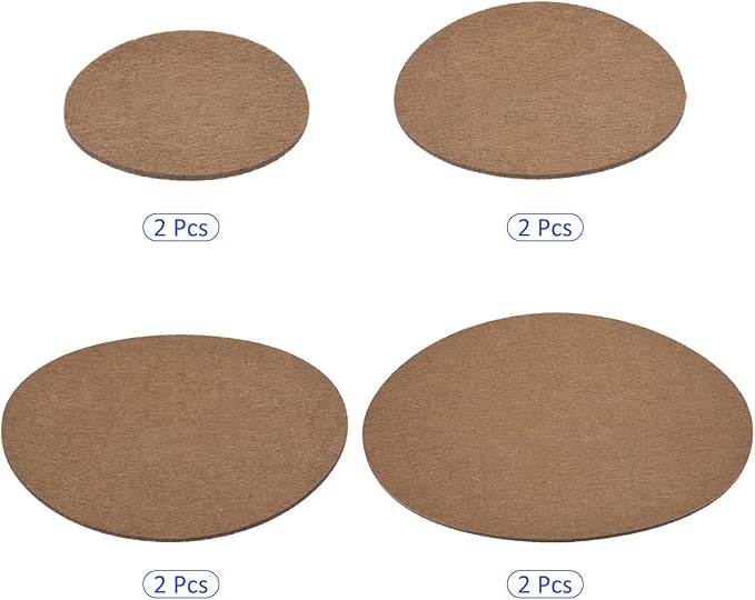 8 Pack Planter Coasters Set Felt Round Flowerpot Drip Pad Mat Apply to Outdoor/Garden (4" 6" 8" 10", Brown)