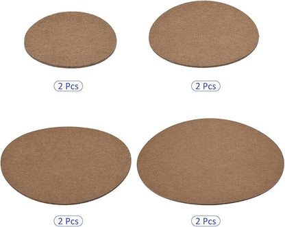 8 Pack Planter Coasters Set Felt Round Flowerpot Drip Pad Mat Apply to Outdoor/Garden (4" 6" 8" 10", Brown)