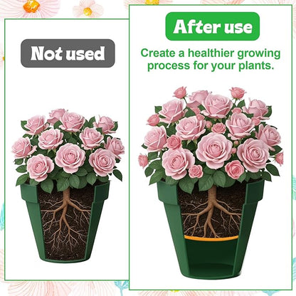 4 Pack Planter Insert, 10 Inch Round Plastic Planter Inserts for Large Pots with Drainage Holes, Use Less Potting Soil, Planter Accessories for Indoor & Outdoor Use