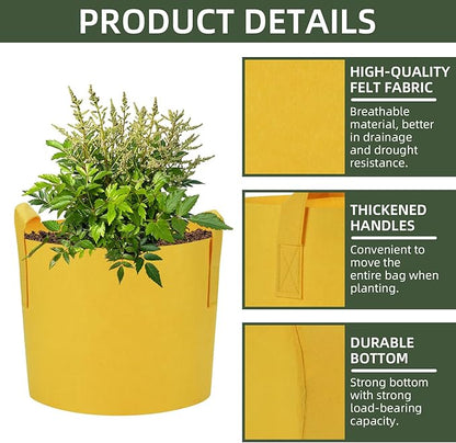 6 Pack 5 Gallon Grow Bags, Colorful Fabric Plant Pots with Handles, Garden 5 Gal Fabric Grow Pots, Vegetable Plant Growing Bags for Garden (5 Gallon)