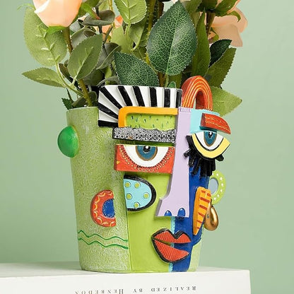 Mint Green Abstract Face Planter Pot/Picasso Flower Pot, Unique Head Planters for Indoor Plants, Abstract Face Decor, Picasso Pots for Home Decor (Large)