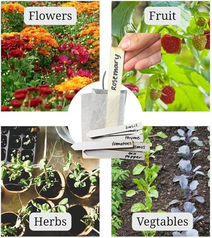 15-Pack Biodegradable Plant Grow Bags 3.5 Inch with Wooden Labels – Eco-Friendly Fabric Pots for Seedlings, Herbs, Flowers - Indoor Outdoor – Plastic-Free Gardening Gift