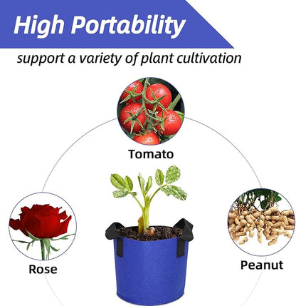 Grow Bags,Growing Pot Bags Garden Grow Bag Indoor Outdoor Fabric Aeration Plant Pot Container Flower Vegetable Pouch (Dark Blue,12Gallon)