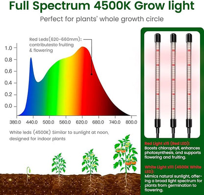 SOLIGT 60 Cell Seed Starter Kit with Grow Light and Heat Mat, Seed Starter Tray with Higher 4.3” Humidity Dome, 4/8/12/18H Timer, Flexible Light for Indoor Seed Starting & Seedling