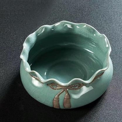 Lotus Bowl Planter, Decorative Ceramic Plant Pots with Moisture-Multifunctional Design, Succulents Orchids Indoor Plants, Thickened Round Planter for Home Desk & Shelf Decor (Cornucopia)