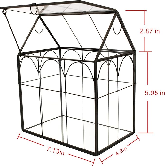 ELEGANTLIFE Glass Geometric Plant Terrarium,Succulent & Air Planter for Home Garden Office Decoration (Black House)