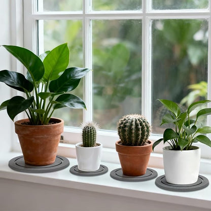 Plant Saucer for Indoors, 8+10 Inch, Instantly Dry Diatomaceous Earth Plant Trays, Stone Plant Pot Saucers Drip & Drainage Tray, Gray