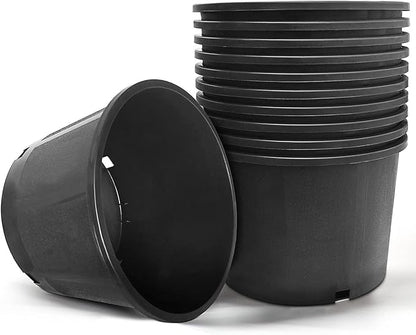 HOSTIC Short 5 Gallon Flexible Nursery Pots Gallon Pot with Drainage Holes Plastic Plant Container Suitable for Indoor Outdoor Vegetables Flowers Plants 10 PCS