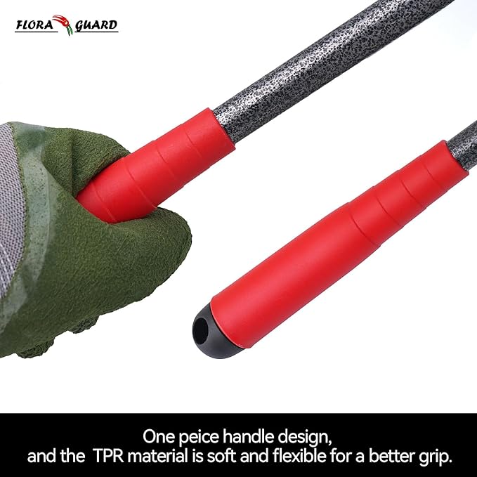 FLORA GUARD Garden Tools Set, 6-Piece Heavy Duty Gardening Hand Tools with Soft Rubber Handle, Includes Trowel, Rake, 2-in-1 Hoe & Crack Weeder, Durable Yard Tools, Essentials Garden Gift Men Women