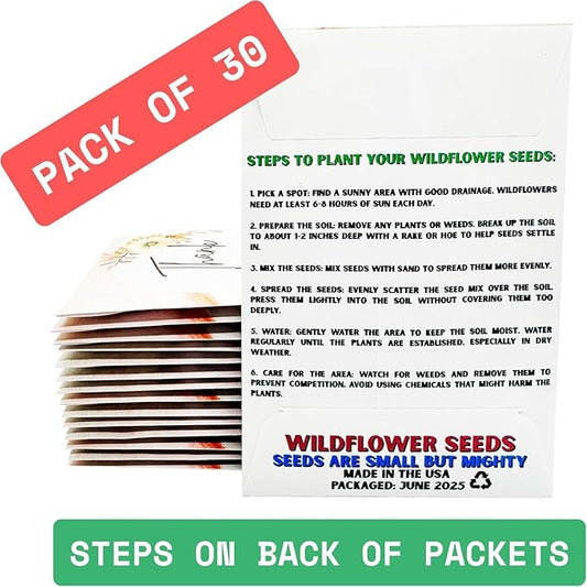 Wildflower Seed Packets Thank You Bunches Party Favors (Pack of 20) - Express Gratitude Prefilled with Wildflower Seed Mix, Great Addition or Alternative to Thank You Cards (Beige Cursive)