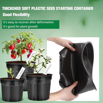 120 Pack 1 2 3 Gallon Plant Nursery Pots with 120 Plant Labels Thickened Flexible Plastic Pots for Plants Disposable Garden Pot Flower Container for Succulents Seedling Cuttings Transplanting